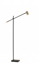 Adjustable LED Task Floor Lamp With Antiqued Brass Cylinder Shade - Black - HomeRoots - Floor Lamps - Elite Enclave Home