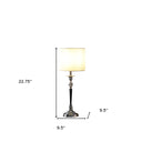Chrome And Crystal Table Lamp With White Drum Shade - Black