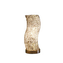 Bedside Table Lamp With Silver Swirl Novelty Shade - Silver