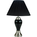 Ceramic Urn Table Lamp With Black Empire Shade - Black And Silver