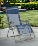 Steel Outdoor Zero Gravity Chair With Blue Cushion - Blue And Gray