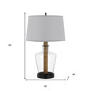 Metal Novelty Table Lamp With Gray Empire Shade - Black
