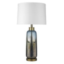 Glass Table Lamp With White Empire Shade - Steel Blue