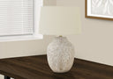 Ceramic Round Table Lamp With Empire Shade - Cream - HomeRoots - Table Lamps - Elite Enclave Home