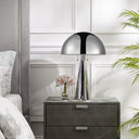 Iron USB Table Lamp With Silver Metallic Dome Shade - Silver Metallic