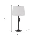 Metal Adjustable Table Lamp With Off-White Empire Shade - Silver