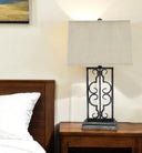 Industrial With Stacked Metal Pedestal Table Lamp - Gray