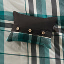 Robbie - 7 Piece Twin Plaid Comforter Set With Bed Sheets - Teal / Black