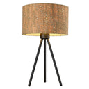Metal Tripod Table Lamp With Beige Drum Shade - Black