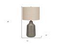 Concrete Urn Table Lamp With Beige Drum Shade - Gray - HomeRoots - Table Lamps - Elite Enclave Home