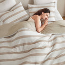 Merritt - Full/Queen Yarn-Dyed Striped Comforter - Taupe
