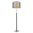 Traditional Shaped Floor Lamp With Black And White Drum Shade - Chrome - HomeRoots - Floor Lamps - Elite Enclave Home