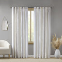 Ebby - 50x95" Poly Printed Curtain Panel With Tufted Stripe (Set of 2) - White / Taupe - INK+IVY - Curtain Sets - Elite Enclave Home