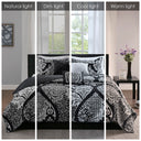 Vienna - 6 Piece Printed Cotton Quilt Set With Throw Pillows - Black