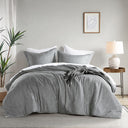 Camden - Twin/Twin Long Chambray Print Solid Comforter Set - Gray - Super Listing - Comforters & Sets - Elite Enclave Home