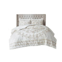 Violette - King 3 Piece Tufted Comforter Set - Ivory / Taupe