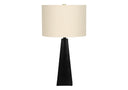 Geometric Table Lamp With Beige Drum Shade - Black - HomeRoots - Table Lamps - Elite Enclave Home