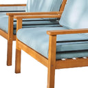 Wood Outdoor Arm Chair With Aqua Cushion - Natural