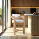 Sacha - Linen Stool With Natural Base - Meridian Furniture - Counter Height (24" - 27") - Elite Enclave Home