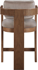Sacha - Velvet Stool With Brown Base - Meridian Furniture - Counter Height (24" - 27") - Elite Enclave Home