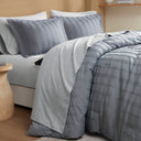 Logan - King Striped Comforter Set - Blue / Gray