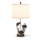 Table Lamp With White Drum Shade (Set of 2) - Brown