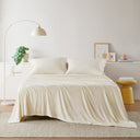 Blend Jersey Knit - 3 Piece Twin Long All Season Sheet Set - Cream