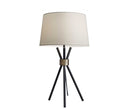 Metal Tripod Leg With Antique Brass Accent Table Lamp - Black