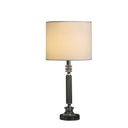 Crystal Column With White Drum Shade Table Lamp - Silver