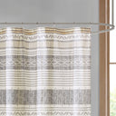 Cody - Cotton Stripe Printed Shower Curtain With Tassel - Gray / Yellow