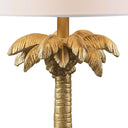 Tropical Coconut Tree Table Lamp With White Drum Shade - Gold