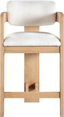 Sacha - Linen Stool With Natural Base - Meridian Furniture - Counter Height (24" - 27") - Elite Enclave Home