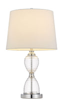 24" Metal Table Lamp With Empire Shade - Clear White