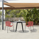 3 Piece Round Stone Dining Set With Two Chairs - Gray, Red And Black