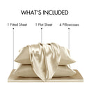 Satin - 6 Piece California King Luxury Sheet Set - Champagne