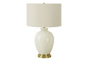 Ceramic Urn Table Lamp With Cream Drum Shade - Gold And Ivory - HomeRoots - Table Lamps - Elite Enclave Home