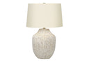 Ceramic Round Table Lamp With Empire Shade - Cream - HomeRoots - Table Lamps - Elite Enclave Home