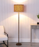 Metal Bedside Table Lamp With Orange And Black Drum Shade - Orange And Black