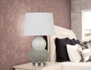 24" Metal Two Light Desk Table Lamps With White Globe Shade (Set of 2) - Silver