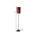 Steel Novelty Floor Lamp With Drum Shade - Silver / Gray And Red - HomeRoots - Floor Lamps - Elite Enclave Home