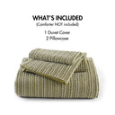 Lyon - 3 Piece King/California King Waffle Washed Duvet Set - Green