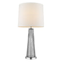 Glass Buffet Lamp With Off-White Empire Shade - Silver