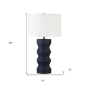Ceramic Table Lamp With White Drum Shade - Navy Blue - HomeRoots - Table Lamps - Elite Enclave Home