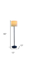 Traditional Shaped Floor Lamp With Drum Shade - Black / White - HomeRoots - Floor Lamps - Elite Enclave Home