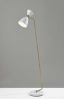Task Floor Lamp With White Metal Cone Shade - Brass - HomeRoots - Floor Lamps - Elite Enclave Home