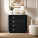 Deco - 5 Drawer Dresser - Black Satin