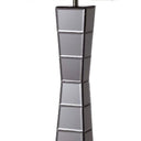 Glass Tower Table Lamp With Beige Fabric Shade - Black
