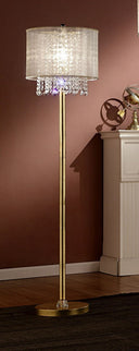 Novelty Floor Lamp With White Drum Shade - Gold - HomeRoots - Floor Lamps - Elite Enclave Home